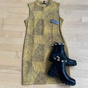 Yellow and Black Shift Dress - Size 8
